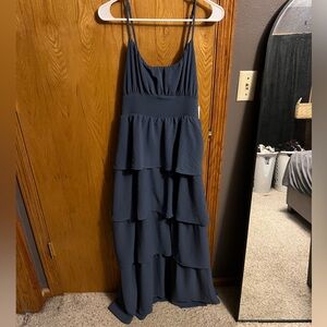 Elegant Blue Tiered Maxi Dress